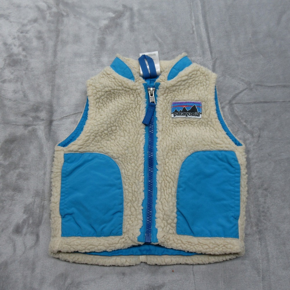 Patagonia Baby Retro X Vest 6M Blue Cream Fleece Sherpa Retro Pile Warm Classic